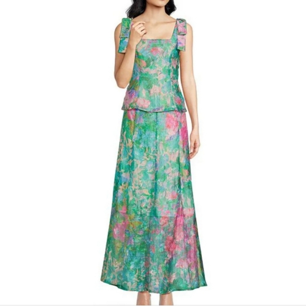 Abbey Glass Rose A-Line Coordinating Maxi Skirt & Top